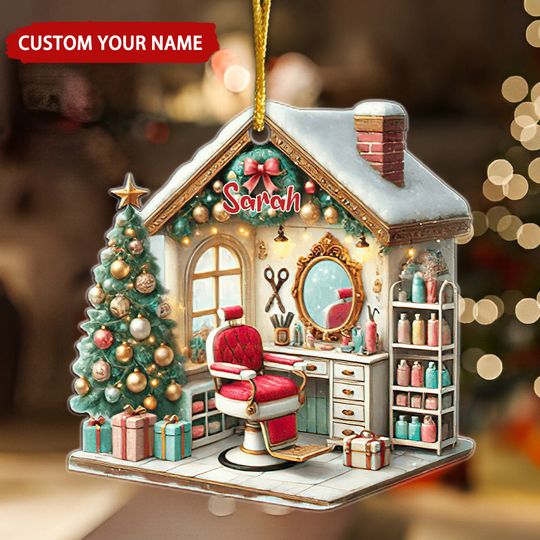 Discover Hair Salon Christmas Tree Personalized Ornament, Gift For Hairdresser