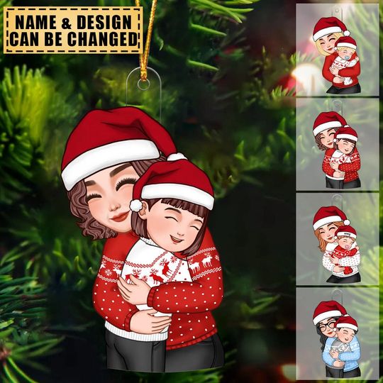 Discover Christmas Cute Grandma Hugging Kid Gift For Granddaughter Grandson Ornament