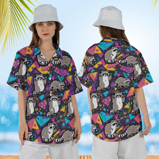 Discover Retro Raccoon Hawaiian Shirt