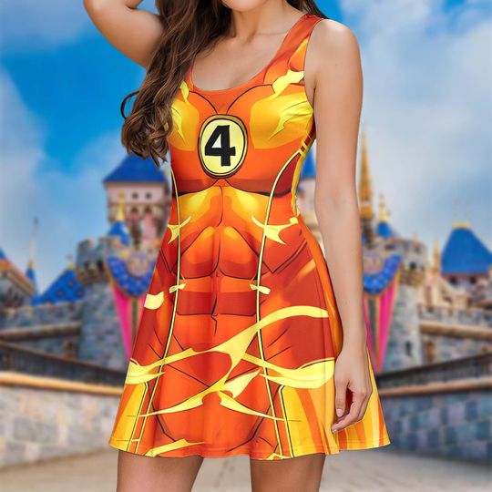Discover Johnny Storm Human Torch Skater Dress, Fantastic Four First Steps
