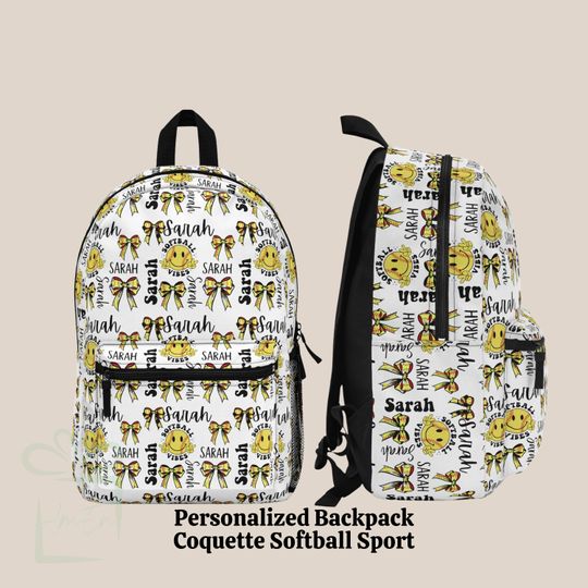 Discover Personalized Coquette Softball Bow Backpack, Sport Back To School Backpack