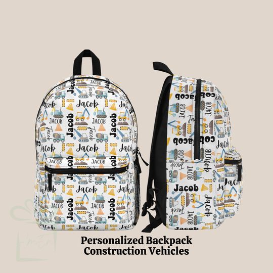 Discover Personalized Construction Truck Backpack, Back To School Backpack