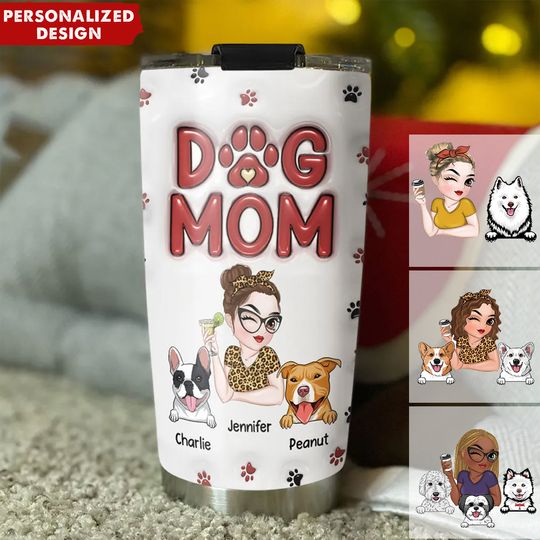 Discover Lovely Dog Mom-Personalized Custom 3D Inflated Effect Tumble-Gift For Dog Lovers