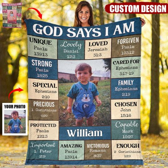 Discover God Says I Am - Personalized Photo Blanket