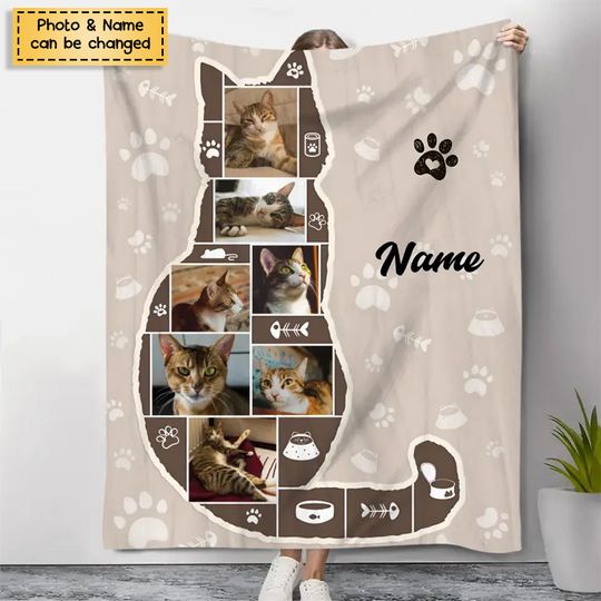 Discover Personalized Cat Photo Collage Blanket, Best Gifts For Cat Owners, Cat Lover Gift