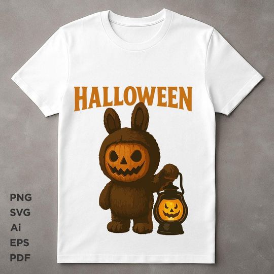 Discover Cute Halloween Pumpkin Bunny, Labu Halloween Shirt, Fall Jack-o-Lantern Character Shirt