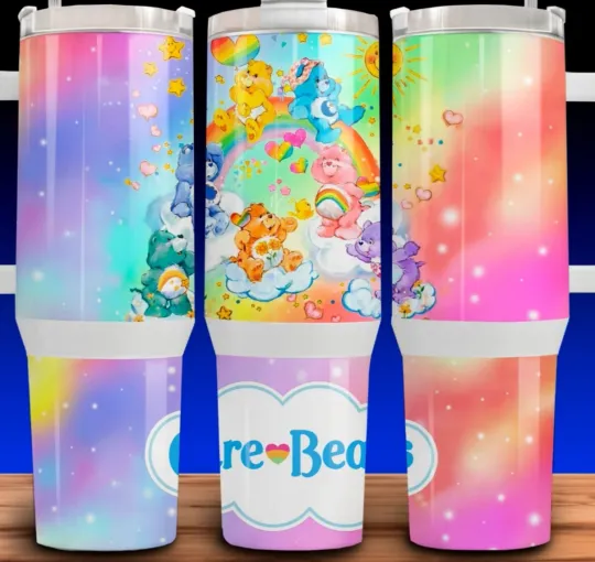 Discover 40oz  Bears Rainbow Gradient Cartoon Throwback Cup Mug  Tumbler