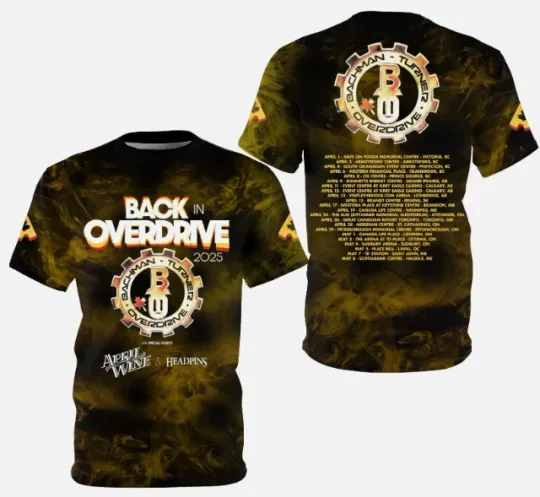 Discover Bachman Turner Overdrive BACK IN OVERDRIVE 2025 TOUR 3D T-Shirt