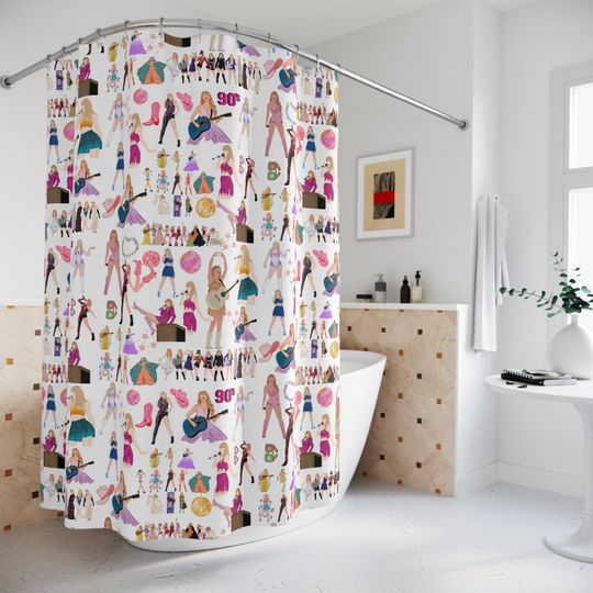 Discover Swifteyy party  Shower Curtain, Retro Bathroom Decor, Fun Home Accessory, Unique Gift for Her, Celebration Essentials