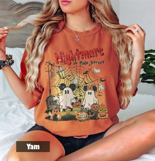Discover Vintage Mickeyy Minniee Halloween Shirt, Nightmare On The Main Street Shirt