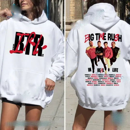Discover Big Time Rush BTR IRL In Real Life Worldwide 2025 Tour Hoodie
