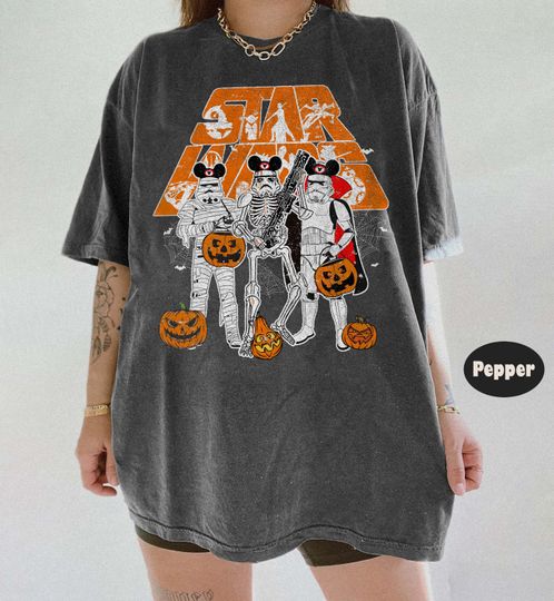 Discover Vintage Starr Warss Darthh Vaderr Trick or Treat With Stormtroopers Shirt