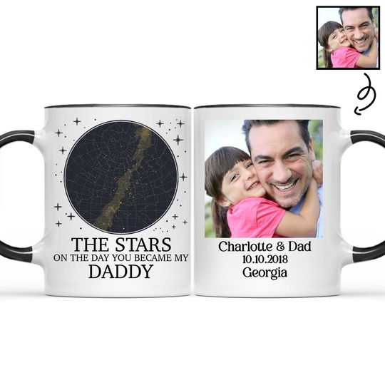 Discover          Custom Photo Star Map On The Day You Became My Daddy - Gift For Father, Papa - Personalized Custom Accent Mug       