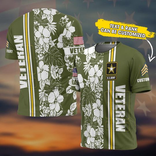 Discover Customized US Military Veteran Floral Hawaii Pattern