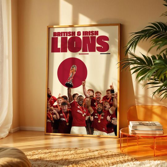 Discover British & Irish Lions Rugby Union Poster Lions Tour 2025 Trophy Celebration Wall Art  Rugby Union Print Sports Gift
