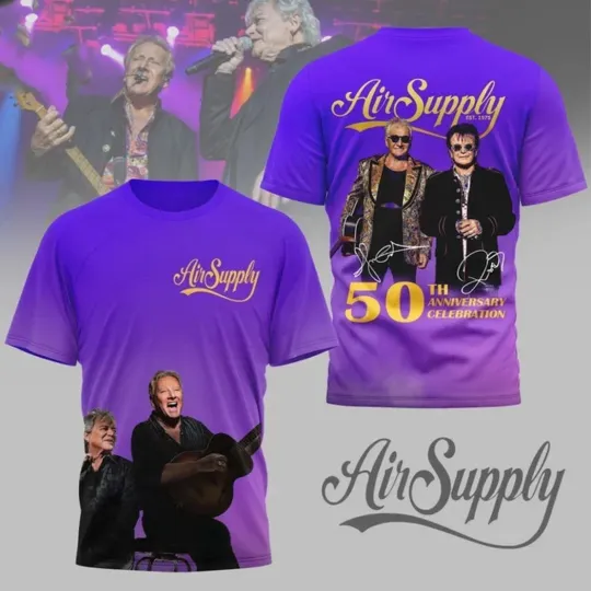 Discover Air Supply 50th Anniversary Tour 2025 3D Unisex T Shirt Full Size S-5XL