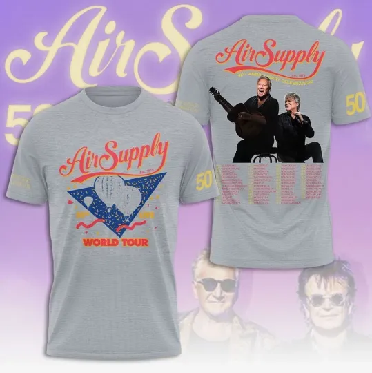 Discover Air Supply 50th Anniversary World Tour 2025 3D T Shirt Full Size S-5XL
