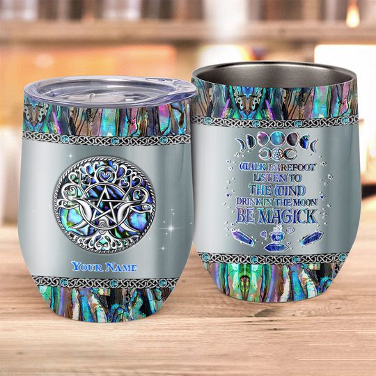 Discover Triple Moon Pentacle - Personalized Witch Wine Tumbler