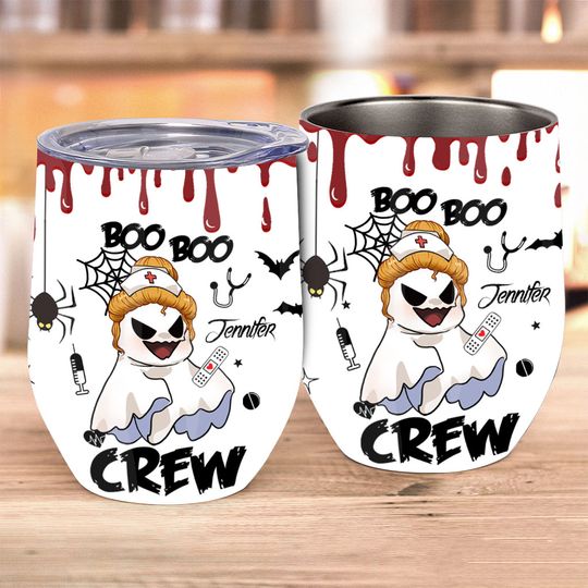 Discover Boo Boo Crew - Personalized Nurse Wine Tumbler