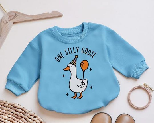 Discover One Silly Goose Romper Sweatshirt, Cute Baby Outfit, Cute Baby Gift Idea