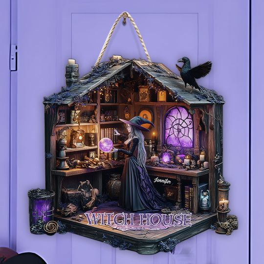 Discover Mysterious Witch Room - Personalized Witch Custom Shaped Wood Sign