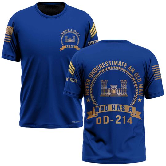Discover Customized Army Branches 3D T-Shirt - Never Underestimate An Old Man With DD-214