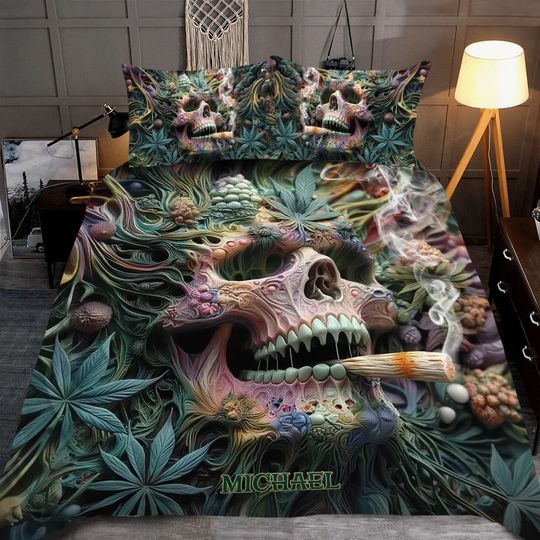 Discover Dope Skull - Personalized Weed Bedding Set
