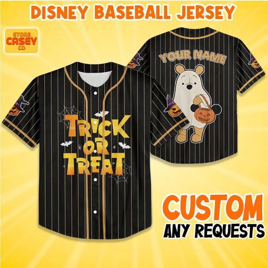 Discover Personalized Pooh Ghost baseball jersey Halloween, Custom winniee the poohh