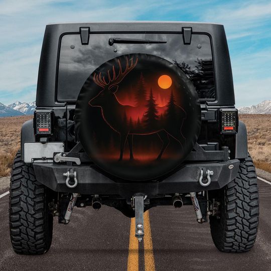 Discover Antlered Dream Spare Tire Cover, Deer In The Forest Spare Tire Cover