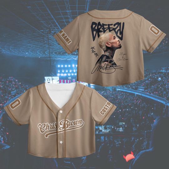Discover Personalized Chris Brown Tour Croptop Jersey, Chris Brown Breezy Bowl Crop Top Baseball Jersey