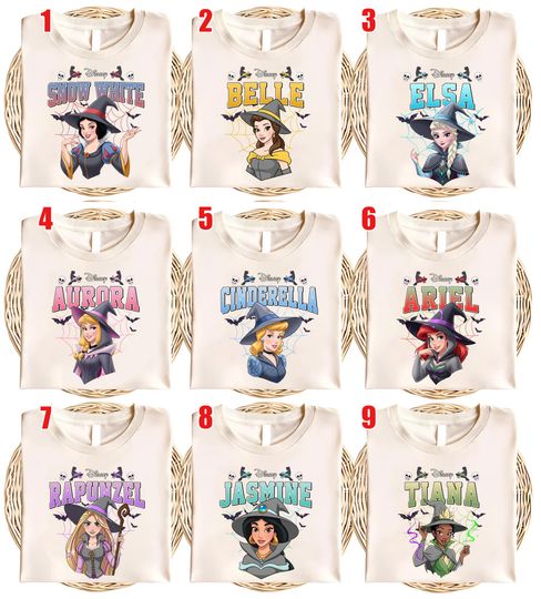 Discover Disneyyy Princess Halloween Shirt, Custom Princess Horror Shirt, Princess Witches Shirt