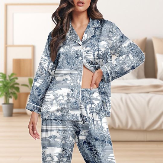 Discover Palm Tree Pattern Pajama Set,