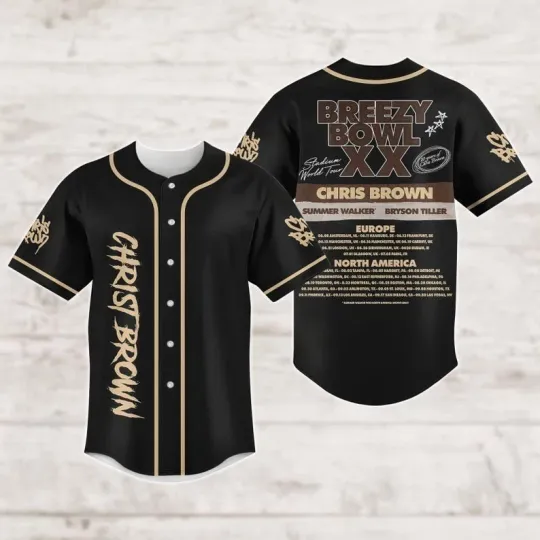 Discover Breezy Bowl XX Baseball Jersey, Chris Brown Jersey Shirt, Concert 2025 Shirt, Ch