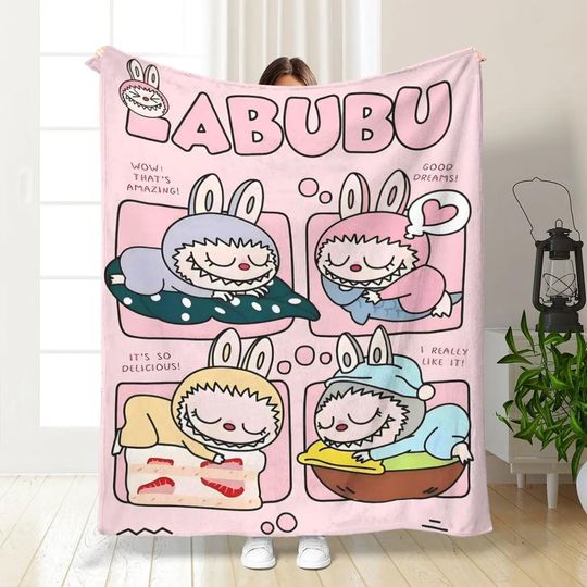Discover Personalized Labubu Blanket, Personalized Blanket With Labubu Theme Labubu lover Gift