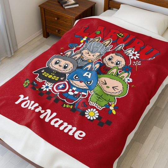 Discover Custom Superhero Labubu Blanket for Boys Personalized Gift
