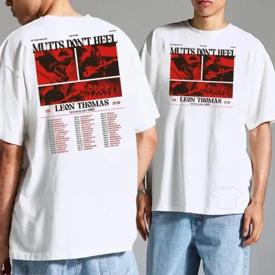 Discover Leon Thomas Mutts Don't Heel Tour 2025-2026 for M&WN T-shirt