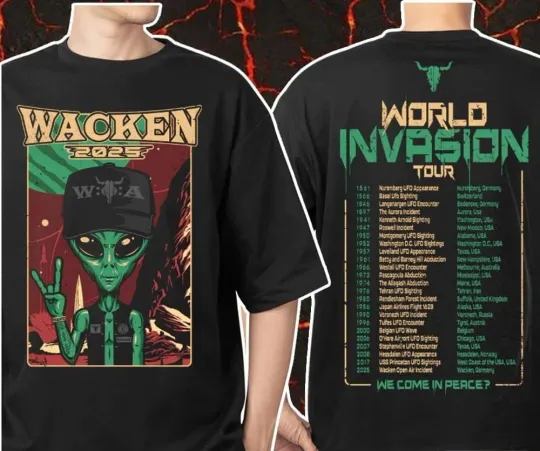 Discover Wacken 2025 Woeld Invasion Tour Tee WOA We Come In Perce Merch Two Sides T-Shirt