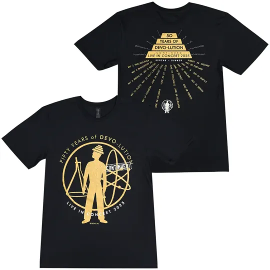 Discover Devo - 50 Years of Devolution 2025 Black Tour Fan Gifts T-Shirt
