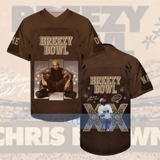 Discover Customs Chris #Brown Breezy Bowl XX Football Jersey, Chris #Brown Breezy Bowl 2025