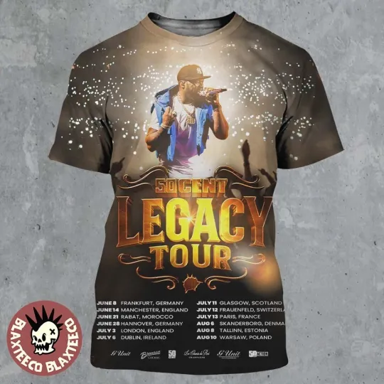 Discover 50 Cent Legacy Tour 2025 Tour Dates Schedule All Over Print 3D Shirt