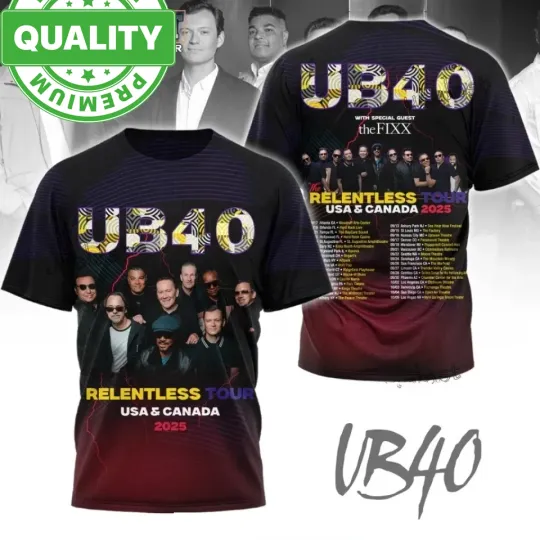 Discover UB40 Band Relentless Tour Usa And Canada 2025 3D AOP Shirt