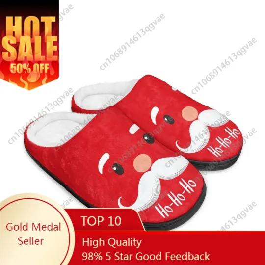 Discover Christmas Ho Ho Ho Short-legged Corgi Black Cat Home Cotton Slippers Mens Womens Teenager Plush Bedroom Keep Warm Custom Slipper
