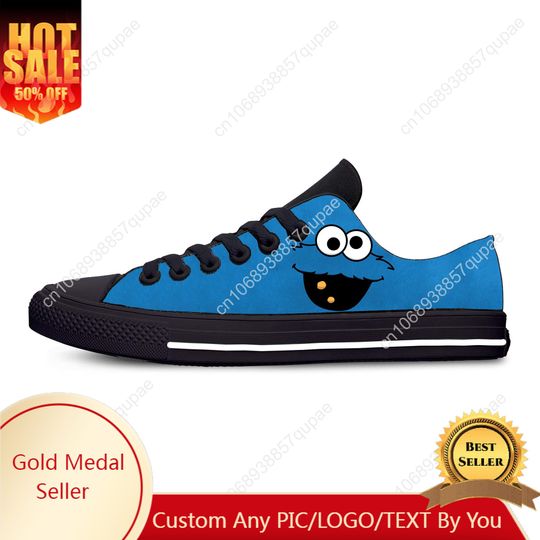 Discover Street Monster Anime Cartoon Manga Sesame Cookie Low Top Sneakers