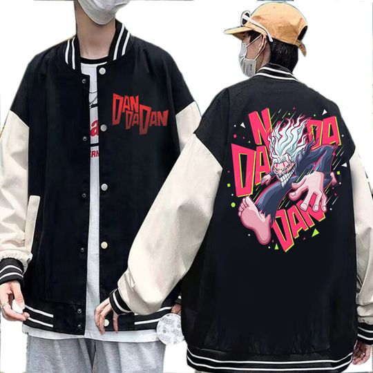 Discover Dandadan Okarun Classic Street Style Jacket Men's Women's Stylish Color Block Baseball Jacket Manga Anime Dandadan Casual Coats