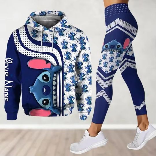 Discover Disneyyy Stitchh Hoodie Legging Set Women's 3D Print Hoodie Leggings Set
