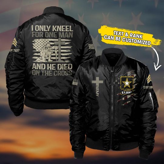 Discover Customized I Only Kneel For One Man And He Died On The Cross Bomber Jacket
