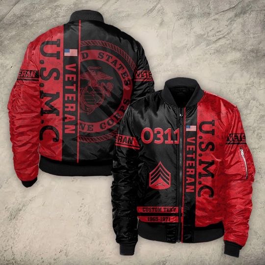 Discover Customized U.S Marines Mos Veteran Proudly Served Bomber Jacket
