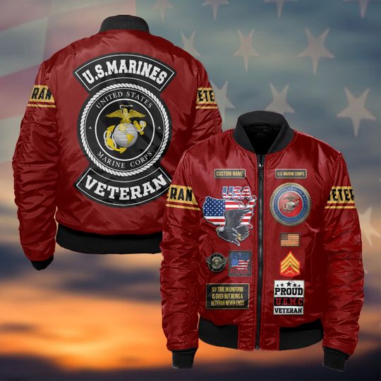 Discover Customized U.S Marines Veteran Bomber Jacket