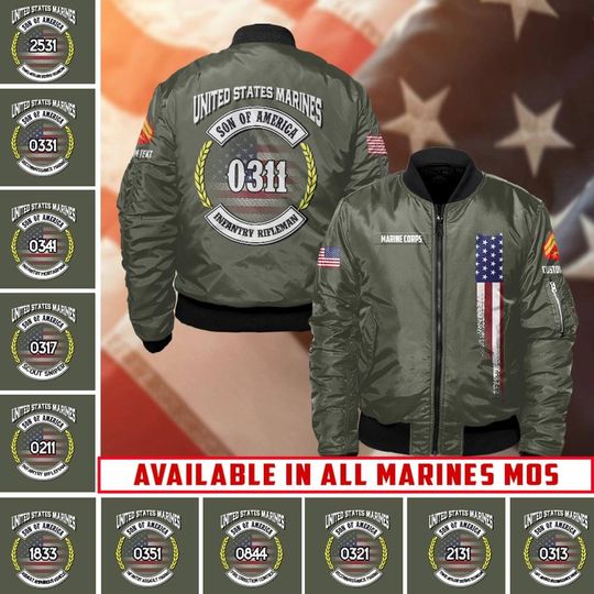 Discover Customized U.S Marines MOS – Son Of America Bomber Jacket