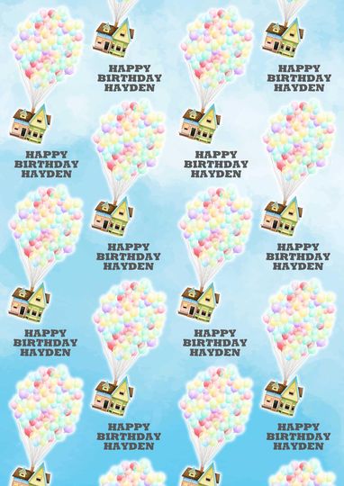 Discover Disneyyy UP Personalised Birthday Wrapping Paper, Disneyyy Up Gift Wrap - Disneyyy Gift Wrap